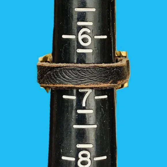 OOAK Pulsar Y590 Gold Tone/Custom Black Leather Band Sz 6.5 Working Watch Ring - Picture 8 of 9